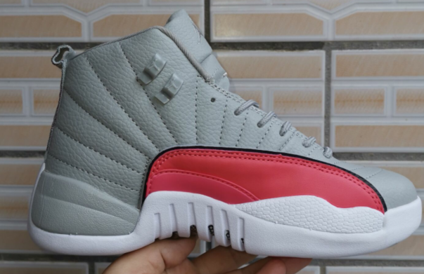 2019 Women Air Jordan 12 Valentine Day's Grey Red White Shoes - Click Image to Close